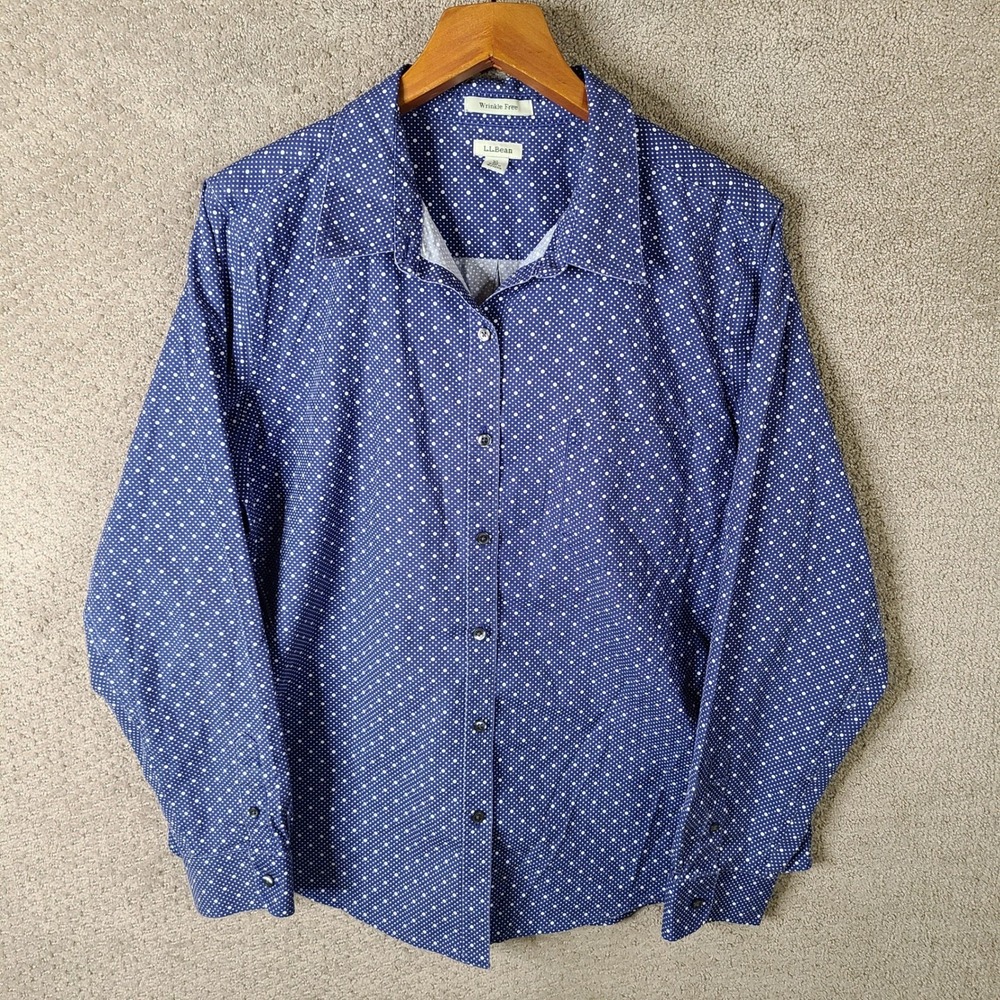 L.L. Bean Blue Printed Women’s Button-Down Shirt